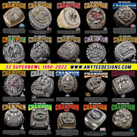 33 American Football Super Bowl Champions 1990 - 2022 Team T-Shirt Design Download File Bundle