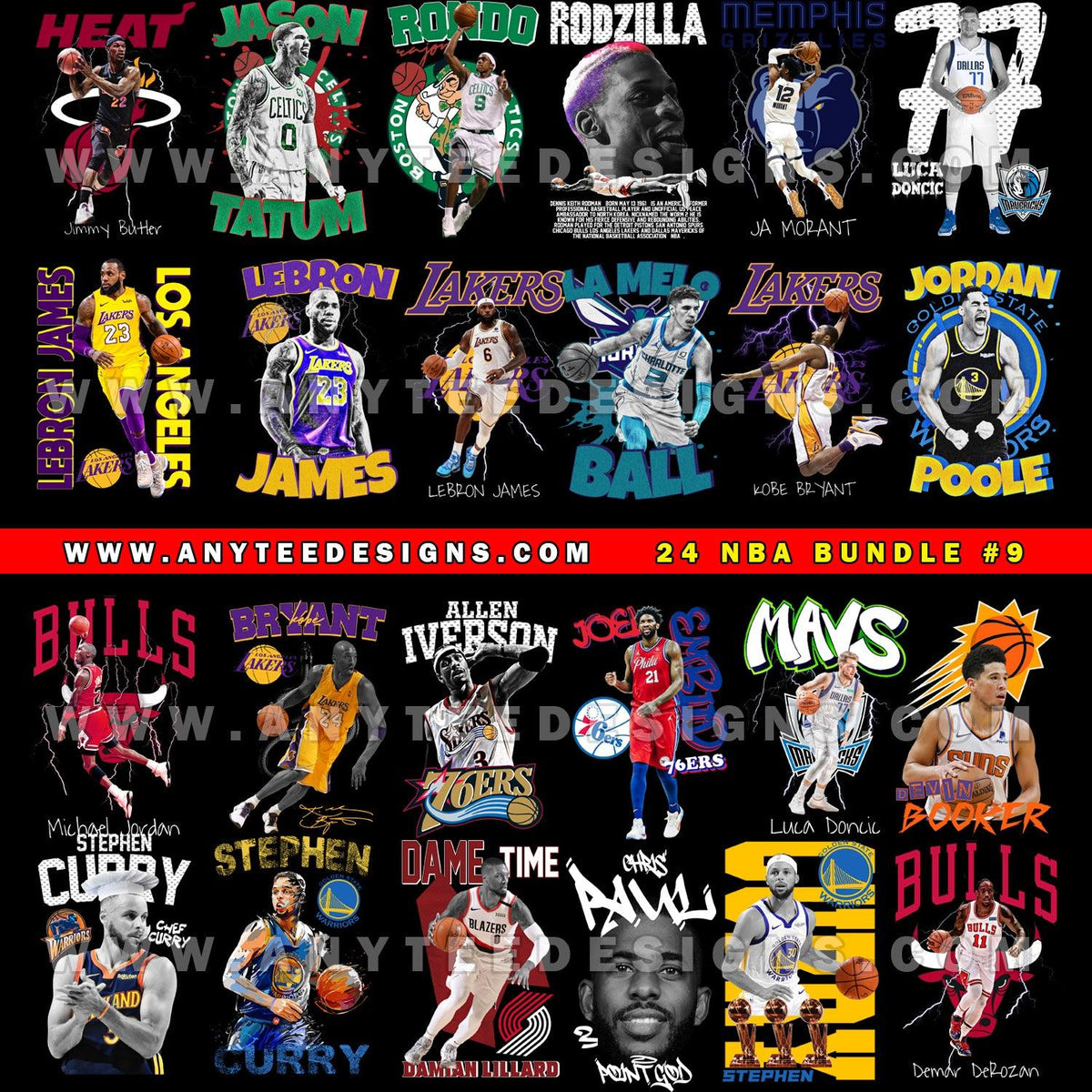 Basketball Players T-Shirt Design File Bundle #3 – anyteedesigns