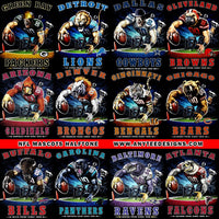 NFL 32 Teams Mascots T-Shirt Design Download File Bundle 2 (HALFTONE) - anyteedesigns