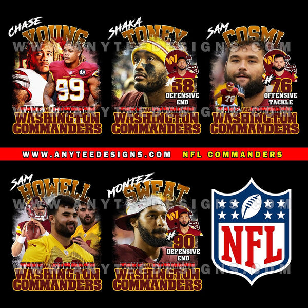NFL Washington Commanders Players T-Shirt Design Download File Bundle - anyteedesigns