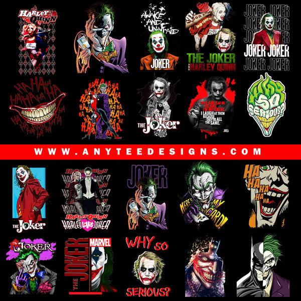 Joker of DC Comics T-Shirt Design File Bundle (70 DESIGNS)