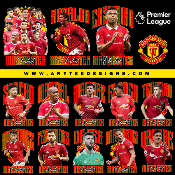 Manchester United Premiere League Football Team Players Design Bundle Files (13 DESIGNS)