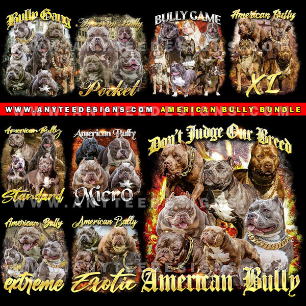 American Bully Dog Breed T Shirt Design BUNDLE File - anyteedesigns