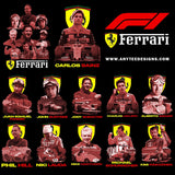 Ferrari Formula 1 Drivers T-Shirt Design Download File Bundle - anyteedesigns