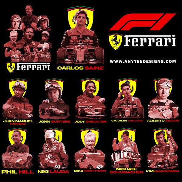Ferrari Formula 1 Drivers T-Shirt Design Download File Bundle - anyteedesigns