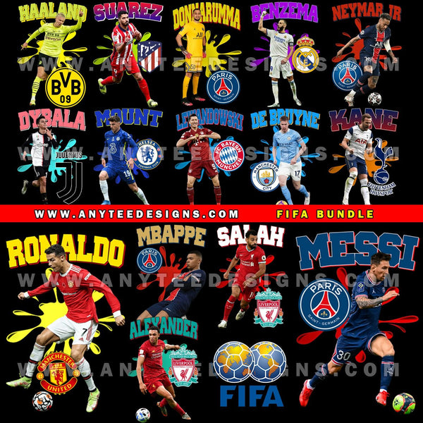FIFA Football Players T-Shirt Design Download File Bundle - anyteedesigns
