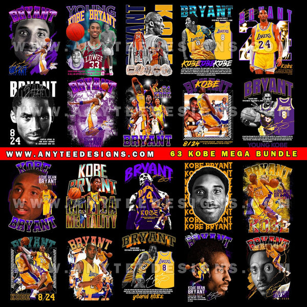 Kobe Bryant NBA T Shirt Design BUNDLE Pack File (63 Designs) - anyteedesigns