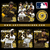 MLB San Diego Padres Baseball Players Design Bundle Files - anyteedesigns
