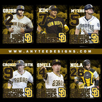 MLB San Diego Padres Baseball Players Design Bundle Files - anyteedesigns