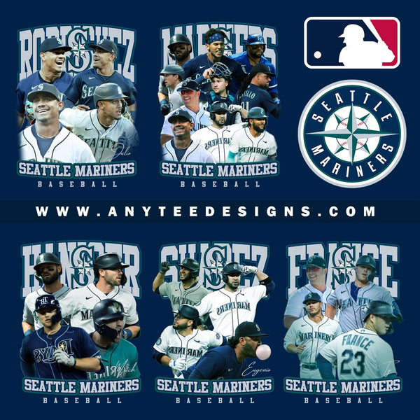 MLB Seattle Mariners Baseball Players Design Bundle Files - anyteedesigns