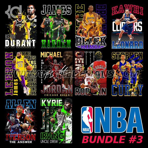 NBA Players T-Shirt Design File Bundle #3 - anyteedesigns
