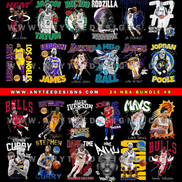 NBA Players T-Shirt Design File Bundle #9 - anyteedesigns