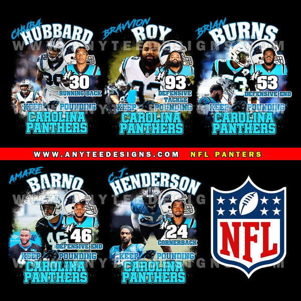 NFL Carolina Panthers Players T-Shirt Design Download File Bundle - anyteedesigns