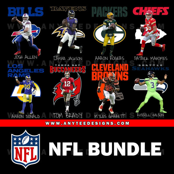NFL Players T-Shirt Design Download File Bundle - anyteedesigns
