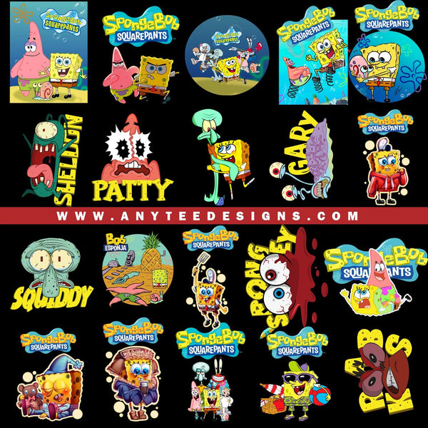 Spongebob Kids Cartoons T- Shirt Design Files (21 DESIGNS) - anyteedesigns