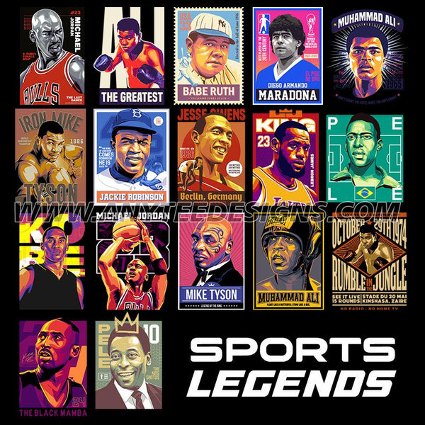 Sports Legends Vector Tshirt Design File Bundle 1 - anyteedesigns